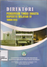 Image of Direktori Perguruan Tinggi Swasta Kopertis Wilayah IV Tahun 2013